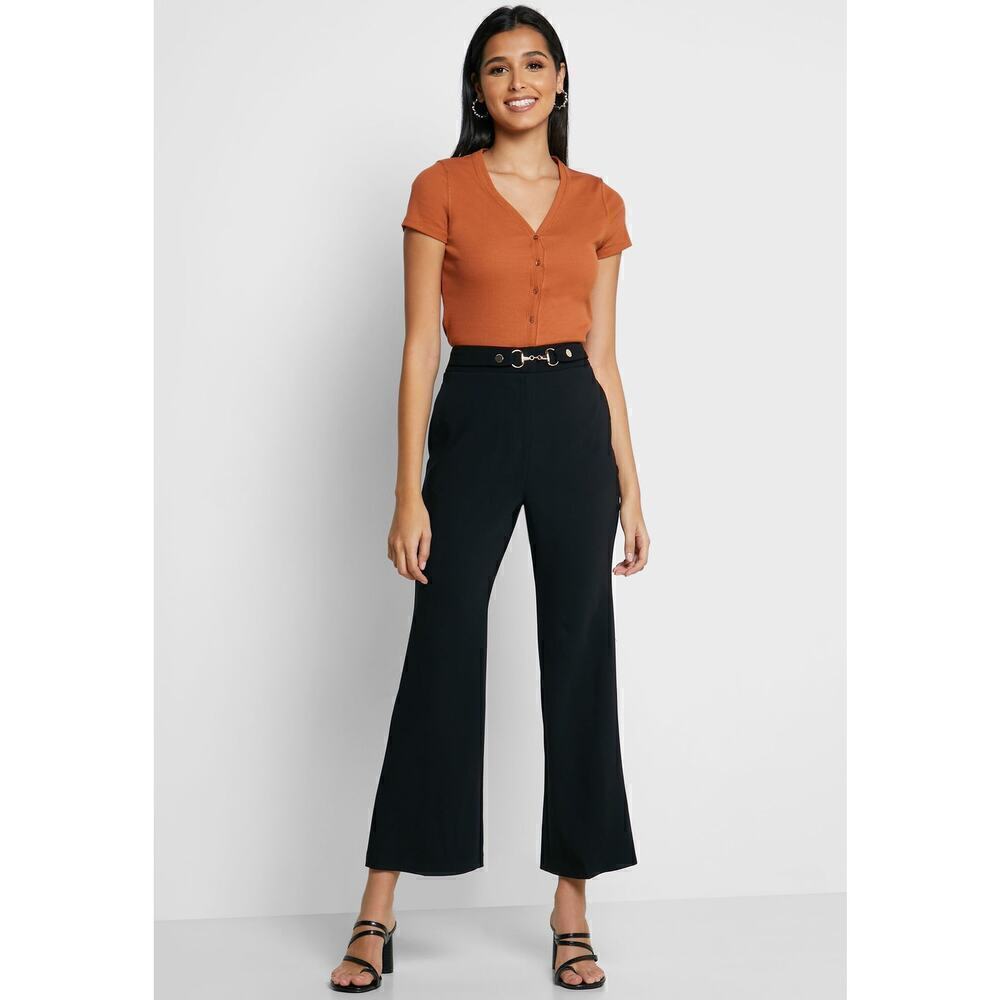 NWT Topshop wide leg cropped belted dress pant size 6
